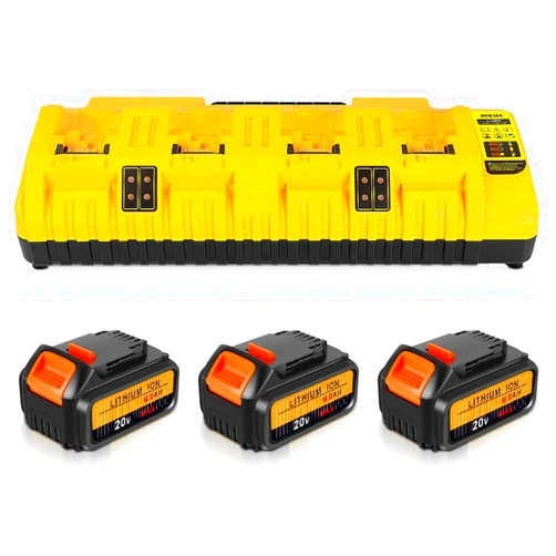 Dr.dragon DCB104 Battery Charger Replacement for Dewalt 20V Battery Charger Station and 3 Pack Battery Repalcement for Dewalt 20V Battery (3 Batteries Included)