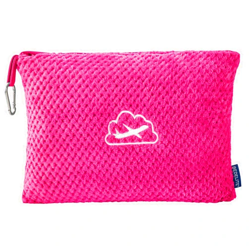 BEDELITE Travel Blanket with Bag, Ultra-Soft Jacquard Fleece Blanket with Luggage Sleeve & Backpack Clip, Airplane Blanket Travel Essentials, Hot Pink