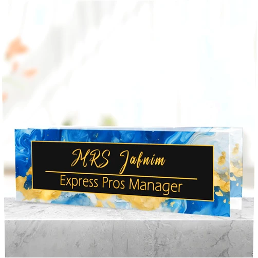 Xuggae Personalized Name Plate for Desk, Desk Name Plate for Teacher Appreciation Gifts, Employee Appreciation Gifts, Custom Acrylic Name Plate Promotion Gifts Graduation Gifts for Her Him (Blue Coast)