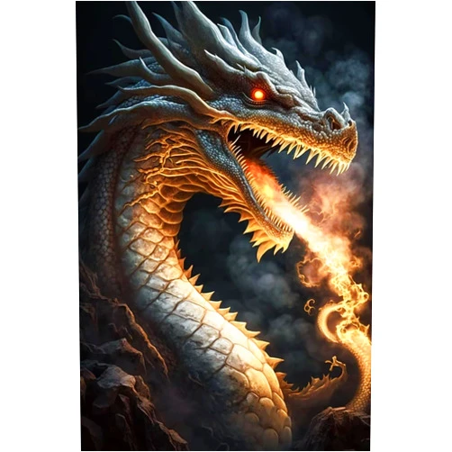 Hothostl Jigsaw Puzzles for Adults 500 Pieces, Large Puzzle Family Adult Decompression Gift for DIY Intellective Gift (White Dragon Breathes Fire Puzzle)