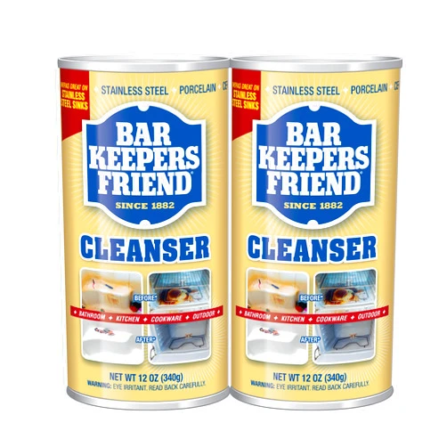 Bar Keepers Friend Powder Cleanser (2 x 12 oz) Multipurpose Cleaner, Stain & Rust Remover for Bathroom, Kitchen & Outdoor Use on Stainless Steel, Aluminum, Brass, Tile, Ceramic, Porcelain & More