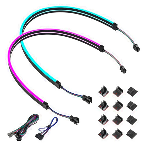BTF-LIGHTING Neon RGB PC Light Strip 2PCs 19.7in RGB LED Strip for 12V 4-Pin RGB LED headers for ASUS Aura Sync, Gigabyte RGB Fusion, MSI Mystic Light