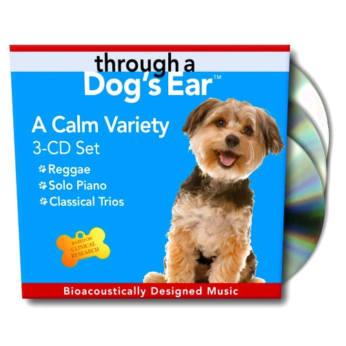 Format: Audio CD iCalmPet | Through a Dog's Ear: A Calm Variety | | 3-hrs | Reduces anxiety with solo piano, classical trios, and reggae rhythms to stay calmer longer