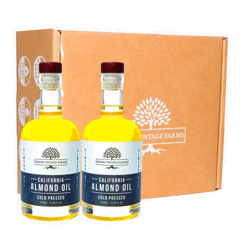 Fresh Vintage Farms Almond Oil - 100% Pure Cold Pressed California Grown - Natural and Nutritious Great for Cooking, Baking, Grilling, Dipping, & Salads (Pack of 2)