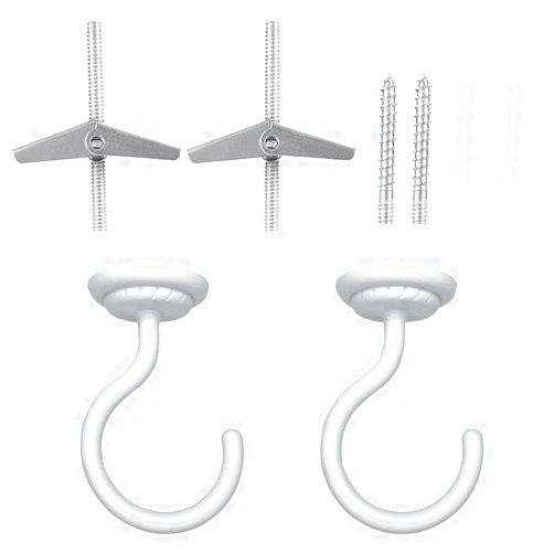 Lizntiate Ceiling Hook Large Swag Heavy Duty Hook with Hardware for Hanging Plants Ceiling Easy Installation Cavity Wall Dry Wall Indoor & Outdoor (2 Sets White)