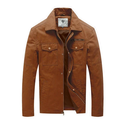 WenVen Men's Casual Canvas Cotton Military Lapel Jacket