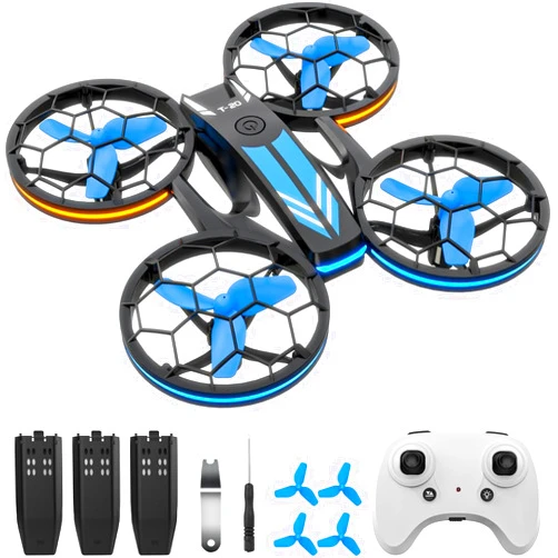 Epstur Mini Drones for Kids - RC Drone with Auto Hovering and Headless Mode, Quadcopter with LED Light, Propeller Full Protect, 3D Flips, 3 Batteries, Remote Control, Best Toys Gifts