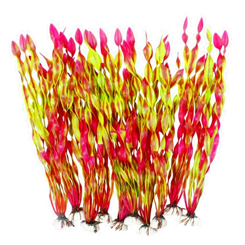 MyLifeUNIT Artificial Seaweed Water Plants for Aquarium, Plastic Fish Tank Plant Decorations 10 PCS (Wine Red)