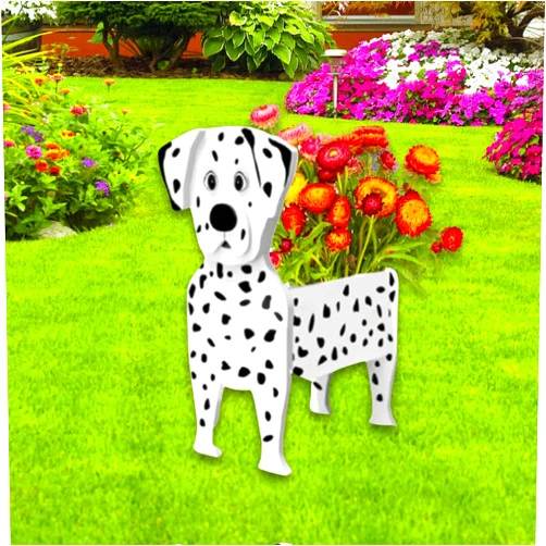 Strolfay Dalmatian Dog Planter Plant Pots,Cute Dog Flower Planter,Gifts for Pet Lovers,Unique Animal Plant Pots,Office,Indoor Outdoor Garden Decor(9.45 * 5.91 * 13.35in)