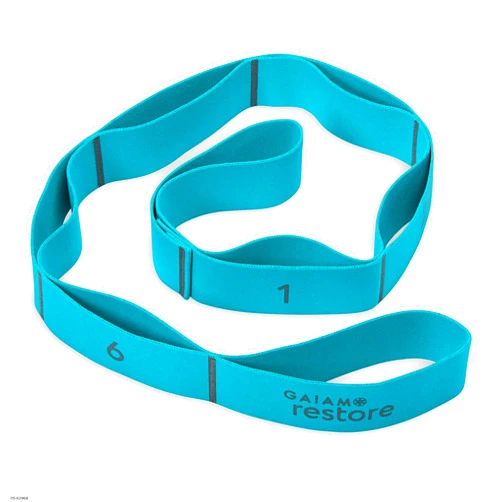 Gaiam Restore Resistance Band Stretching Strap - Stretch Legs & Arms with Medium Resistance Loops, Multiple Holds for Increased Range of Motion, Flexibility or Strength Training