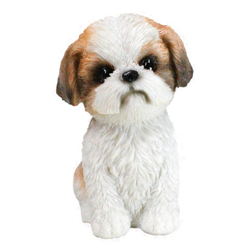 Ebros Gift Adorable Lifelike Shih Tzu Dog Sitting Figurine with Glass Eyes 5.75