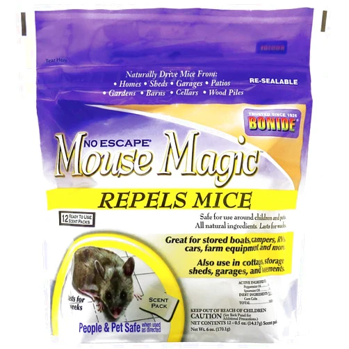 Bonide Mouse Magic Mouse Repellent Scent Packs, 4 Ready-to-Use Packs for Indoor & Outdoor Use, People & Safe 12-pk