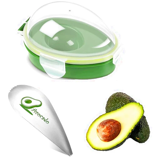WIRVAW Avocado Keeper and slicer set, Reusable Avocado Storage Container BPA Free, Avocado Saver, Avocado Pod, Avocado Cover, Avocado Holder Organizer for Refrigerator Fridge to Keep Avocado Fresh…