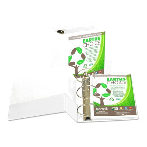 Samsill 18907 Earth's Choice Biobased + Biodegradable Round Ring View Binder 5-Inch Cap White