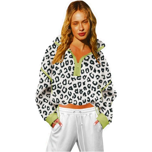 LAMISSCHE Half Zip Sweatshirt Women Oversized Sherpa Jacket V Neck Fleece Pullover Hoodie with Pockets