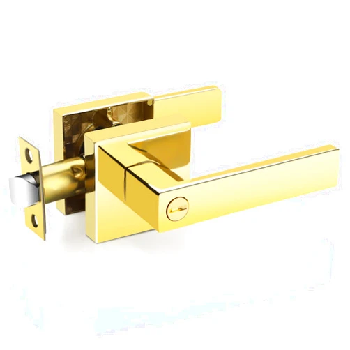 EHOMEWARE 1 Pcs Polished Brass Door Handles for Bedroom Bathroom, Door Knobs Interior in Gold Finish, Privacy Door Knobs Heavy Duty Contructions, Keyless Interior Door Knobs, Modern Door Levers