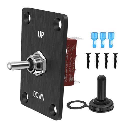 RVMARINEPAT Momentary Toggle Switch Waterproof 12V DC 30A SPDT 3 Way Toggle Switch 3 Pin (ON)-Off-(ON) with Up Down Mounting Panel, Weatherproof Cap Cover for Marine Boat RV Auto