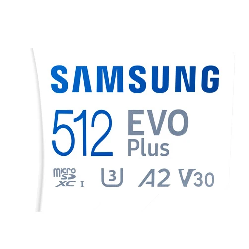 SAMSUNG EVO Plus microSD Memory Card + Adapter, 512GB microSDXC, Speeds Up to 160 MB/s, UHS-I, C10, U3, V10, A3, Upgrade Storage for Phones, Tablets, Gaming Consoles, DSLR Cameras, PCs, MB-MC512SA/AM