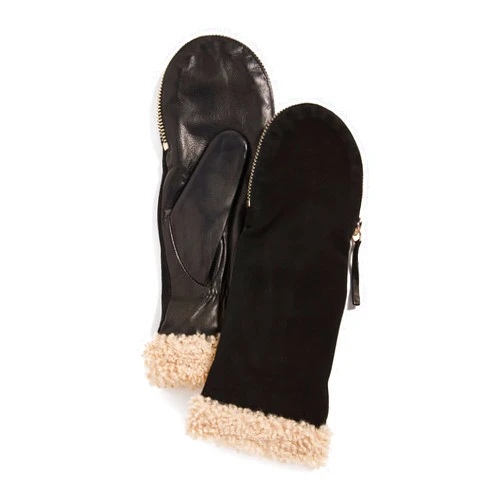 Carolina Amato Women's Shearling Cuff Mittens