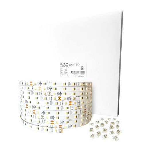 WAC Lighting T24-BS1-100-30WT, Basics 24VDC LED Tape Light 3000K 1.2W per Foot 100ft Reel Field Cuttable Every 2in Fully Dimmable Contractor Quality for Kitchens, Undercabinet, Task, and Cove Lighting