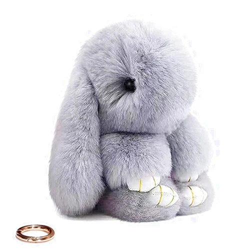 Weluyyyi Keyring Plush Pendant Fluffy Rabbit Keychain Plush Charm Keychain Pendant with Key Ring for Keys Backpacks Handbags Cars DIY Decoration