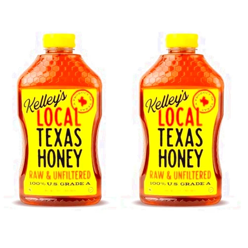 Kelley's Local Texas Raw & Unfiltered Raw Honey, Pure Honey, (32 ounce) (Pack of 2)