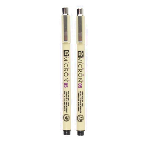 SAKURA PIGMA MICRON 05 FINELINER PEN, 0.45MM LINE WIDTH, PACK OF 2 (Black)