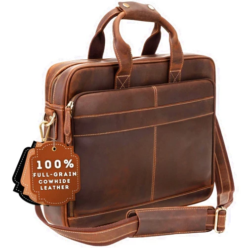 Luxorro Full-Grain Leather Briefcases for Men, Leather Laptop Briefcase For Men, Leather Bag, Leather Computer Bag For Men