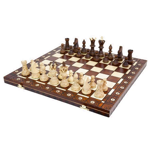 Chess and games shop Muba Handmade European Wooden Chess Set with 21 Inch Board and Hand Carved Chess Pieces