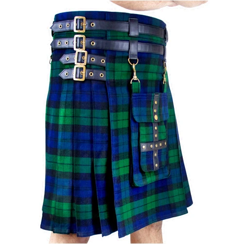 DSS KILTS- Adjustable 16 oz Tartan Utility Kilts for Men with Front Detachable Pocket