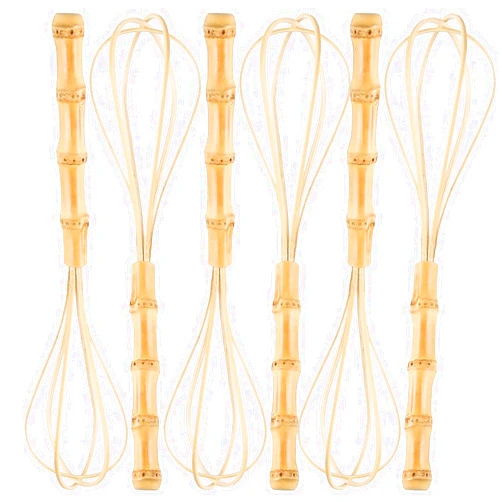 HOMMYBT Handmade Wood Whisks - 10In Natural Bamboo Whisk, Wooden Whisks for Cooking, Beating, Blending, Frothing & Stirring
