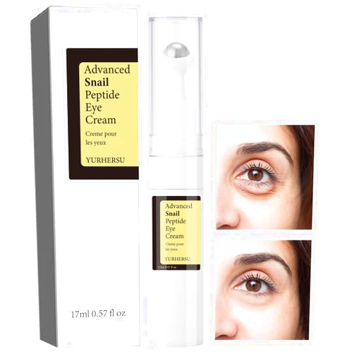 ELCHHIRSCH Snail Peptide Under Eye Cream with 73% Snail Mucin & 2% Nicotinamide for Dark Circles, Puffiness & Wrinkles, with 360° Massaging Roller Ball, 0.57 fl oz