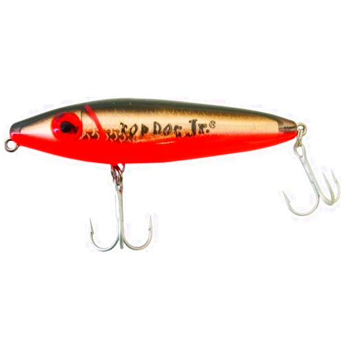MirrOlure 84MR-808 4-Inches Top Dog Jr, 4 Inch , 3/4 oz, Black Bk/Org/Gld
