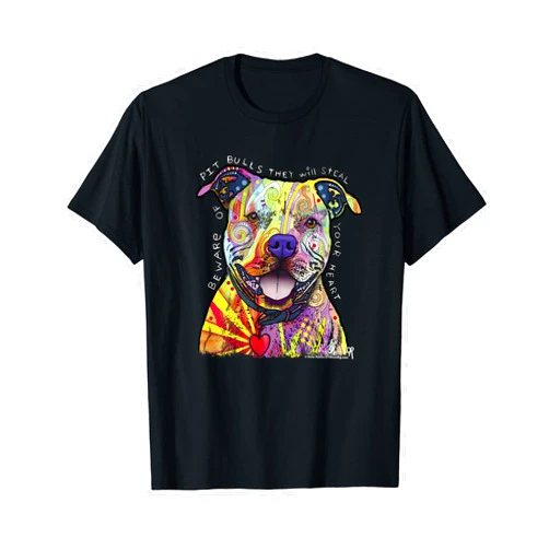 PABLO'S PAW PRINTS Beware Of Pit Bulls, Dean Russo Pitbull Original - Dog Lover T-Shirt