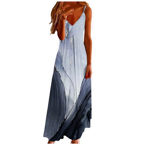Ceboyel Women Floral Spaghetti Strap Sundress Casual Summer Long Maxi Dress Vneck Sexy Boho Dresses Trendy Beach Clothes 2024