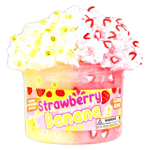 Dope Slimes Strawberry Banana (8 fl/oz) - Scented Cloud Textured Slime - Handmade in USA - Dope Slimes - Pink/Yellow