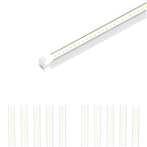 LEDMyplace.com LEDMyplace 60W 8ft V-Shape T8 LED Integrated Tube Light Fixture, 5000K Daylight White, 7200 Lumens, Linkable Plug and Play for Garage, Warehouse, Workshop, Factory, Pack of 10