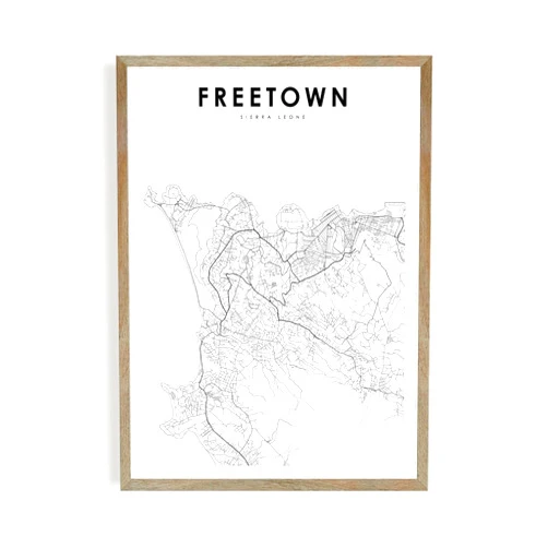 MG Global Minimalist Poster of Freetown Sierra Leone West Africa | 11x17 12x18 16x24 24x36 Minimalism Unframed Hometown City Print Black & White Wall Art | Modern Home Office Decor for Gift