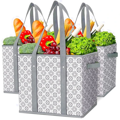 WISELIFE Reusable Grocery Bags [3 Pack],Large Grocery Tote Bag Water Resistant Shopping Bags Foldable Grocery Bag for Clothes,Shoes and Picnic