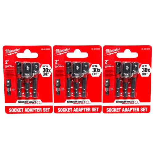 Milwaukee 48-32-5033 Power Drill Bit Extensions Shockwave Socket Adapter Set, 1/4