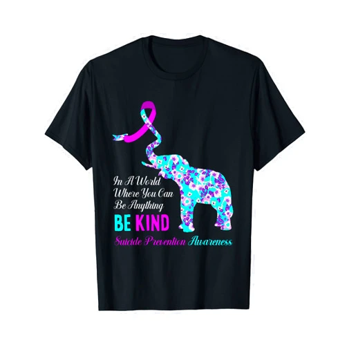 Suicide Prevention Awareness Month Apparel & Gifts in A World Be Kind Support Suicide Prevention Awareness T-Shirt