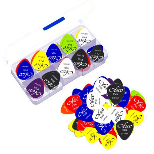 TongBF 100pcs Guitar Picks with Storage Box -100 Pack Mixed Colorful Acoustic Electric Guitar Picks Plectrums, 6 Kinds of thickness 0.58/0.71/0.81/0.96/1.20/1.50 mm, Gift For Guitar Lovers
