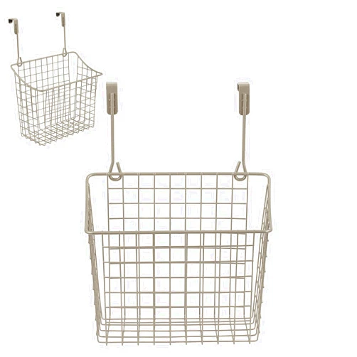 Spectrum Diversified Spectrum Hanging Baskets for Organizing (Large, Satin Nickel) - Grid Over the Cabinet Wire Basket for Kitchen or Bathroom - Door Hanging Storage Organizer for Cleaning Supplies, Washcloths, & Towels
