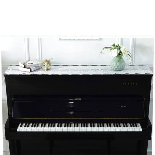 ZAYING Piano Cover Cloth Lace Fabric Decorative Dust-Proof Cloth for Upright Vertical Piano Top Cover