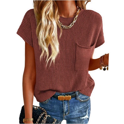 KIRUNDO Short Sleeve Sweater for Women 2025 Casual Sweater Vest Cotton Knit Pullover Tank Tops Trendy Spring Summer Outfits