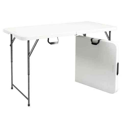 Techni Home Height Adjustable 4 FT Granite White Folding Table – Premium 4 Foot Folding Table Ideal for Camping, Picnic, Party or as Kids Table