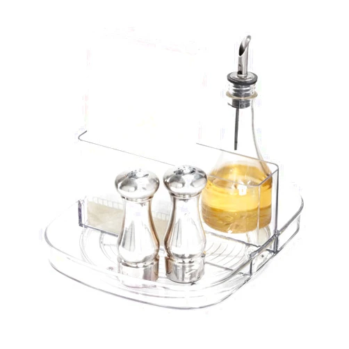 InterDesign iDesign Linus Plastic Lazy Susan Napkin and Condiments Turntable Holder for Kitchen Countertops and Dining Tables, Clear