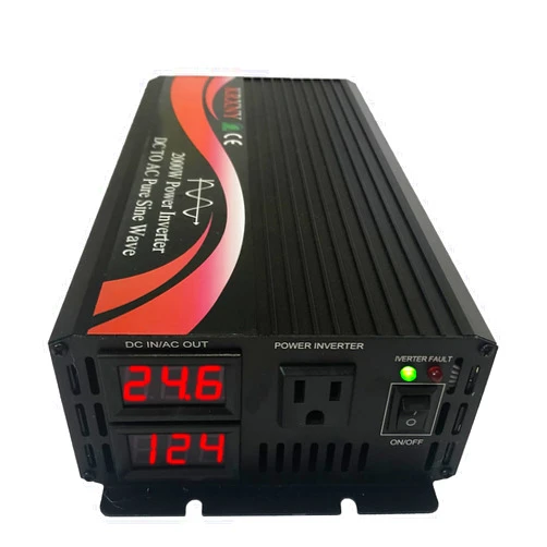 KRXNY 2000W 24V DC to 110V 120V AC 60HZ Pure Sine Wave Power Inverter Converter with LED Display for Car RV Home Solar