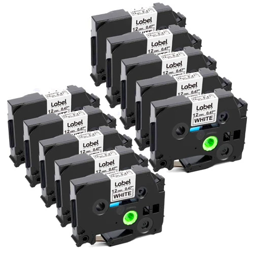 Label KINGDOM 10-Pack Label Tape Compatible with Brother P Touch TZe231 TZ-231 Label Tape Refills Tze Tz Tape Laminated 12mm 0.47'' for Brother PTouch Label Maker PT-D210 PTD220 Black on White