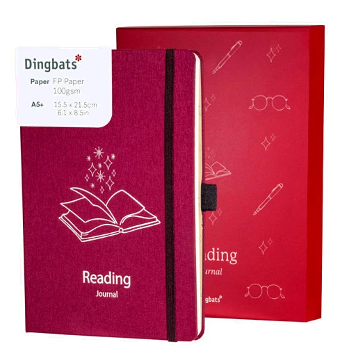 Dingbats* Notebooks Dingbats* Reading Journal for Book Lovers - Thick Paper Thread-Bound Hardcover Book Tracker to Record Reads, Quotes & Reflections, with Elastic Closure, Pen Loop & Bookmarks for Organized Reading